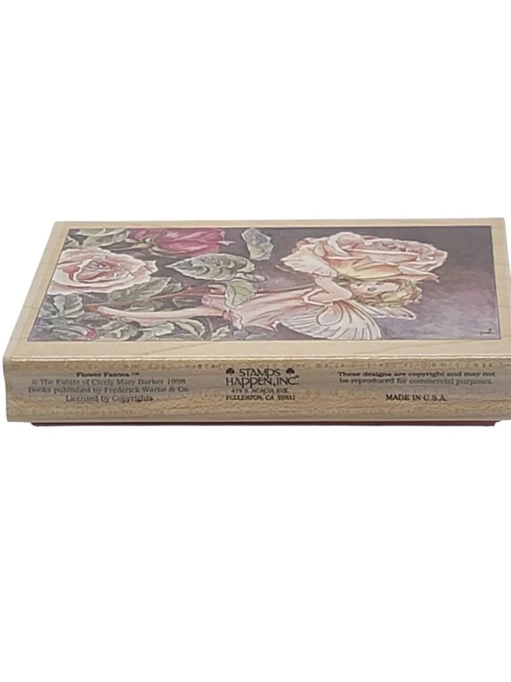 Rose Flower Fairy Rubber Stamp Stamps Happen Wood Mounted 1998 Made In USA New